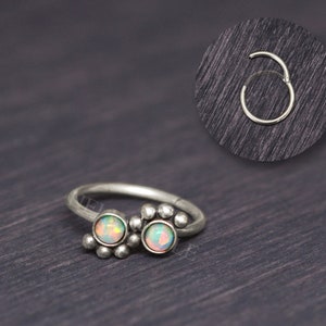 Opal Knorpel Ohrring Hoop - Titan Tragus Ohrring, Helix Schmuck, Turm Piercing, Conch Ohrring
