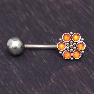 Surgical Steel Belly Bar - Belly Button Ring with CZ, Body Jewelry