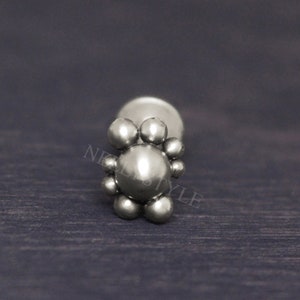 Labret Earring Implant Grade Titanium Internally Threaded - Tragus Stud, Cartilage Piercing, Helix Earring, Conch Earring Stud