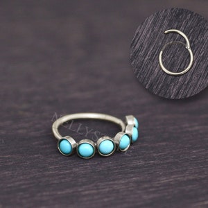 Cartilage Earring Turquoise - Tragus Jewelry, Conch Piercing, Rook Piercing Hoop, Helix Earring Clicker