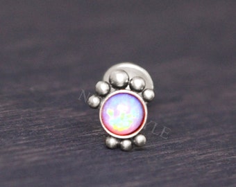 Internally Threaded Labret Stud - Implant Grade Titanium Lip Piercing, Monroe Earring with Opal, Medusa Jewelry