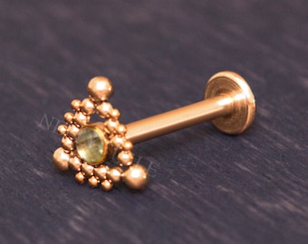 Labret Stud - 316L Surgical Steel Lip Stud Flat Back, CZ Monroe Jewelry, Medusa Piercing Jewelry