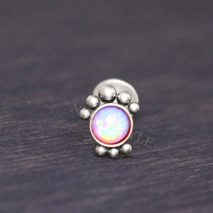 Labret Stud met interne schroefdraad - Titanium lippiercing van implantaatkwaliteit, Monroe-oorbel met opaal, Medusa-sieraden