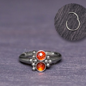 Helix Earring CZ - Cartilage Earring Hoop, Rook Piercing, Tragus Jewelry, Implant Grade Titanium Clicker
