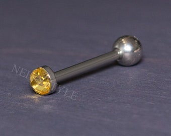 Titanium Tongue Ring - Tongue Barbell Jewelry, CZ Body Piercing