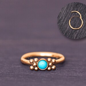 Surgical Steel Tragus Jewelry Turquoise - Helix Hoop Jewelry, Cartilage Earring, Rook Hoop