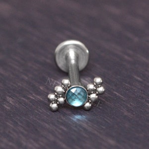Internally Threaded Surgical Steel Labret - Cartilage Earring Stud, Forward Helix Earring, Tragus Piercing, Conch Jewelry Stud