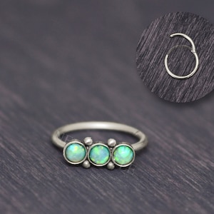 Pendiente Clicker Tragus de ópalo - Aro de cartílago de titanio de grado implante, joyería de hélice, perforación de torre