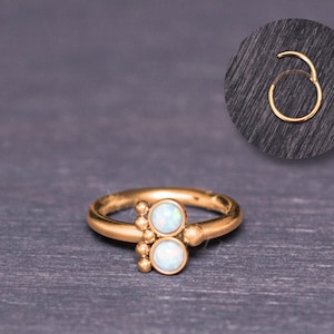 Cartilage Earring Opal - Tragus Earring Hoop, Rook Jewelry, Surgical Steel Hoop, Clicker for Helix