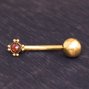 Navel Ring - Belly Piercing Jewelry with Opal Stone, Surgical Steel Belly Bar
