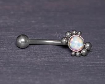 Surgical Steel Eyebrow Curved Barbell - Externally Threaded Rook Barbell, Cartilage Piercing