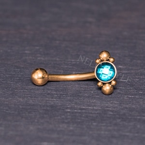Eyebrow Banana Barbell - 316L Surgical Stainless Steel Rook Earring, CZ Cartilage Curved Barbell
