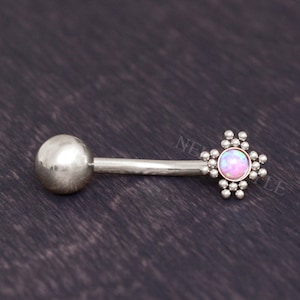 Implant Grade Titanium Belly Bar - Belly Button Ring with Opal, Body Jewelry