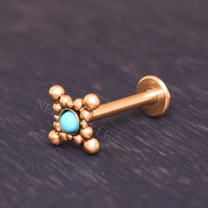 Internally Threaded Surgical Steel Labret - Cartilage Earring Stud, Forward Helix Earring, Tragus Piercing, Conch Jewelry Stud
