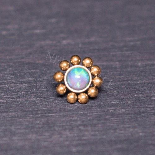 Synthetic Opal Dermal Anchor Top – 3mm Or 4mm Ball, 316L Surgical Steel, Eyebrow Jewelry