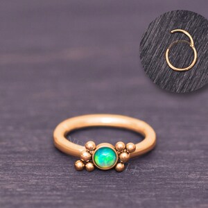 Surgical Steel Tragus Jewelry - Opal Cartilage Hoop, Conch Piercing Jewelry, Tragus Hoop, Clicker Ring
