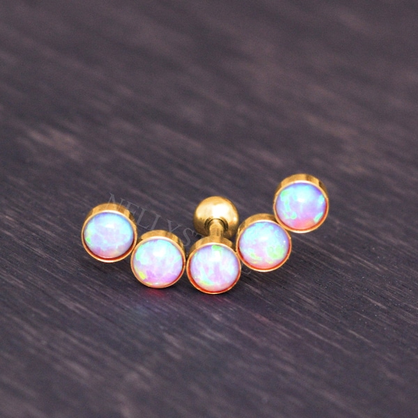 Cartilage Earring Stud - Surgical Steel Cartilage Jewelry, Cartilage Piercing Opal Curved Bar