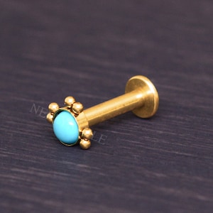 Chirurgisch staal Labret - Kraakbeen Stud Earring, Turquoise Tragus Piercing Sieraden, Forward Helix Piercing, Conch Earring