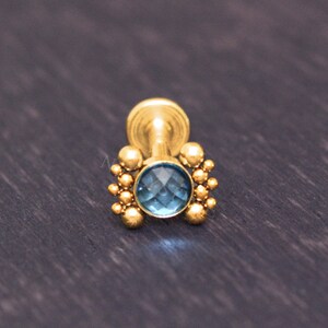 Surgical Steel Labret - Cartilage Stud Earring, CZ Tragus Piercing Jewelry, Forward Helix Piercing, Conch Earring
