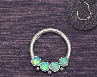Surgical Steel Daith Jewelry - Septum Ring 16g with Opal, Daith Piercing