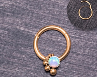 Opal Septum Ring - Septum Piercing, Daith Earring