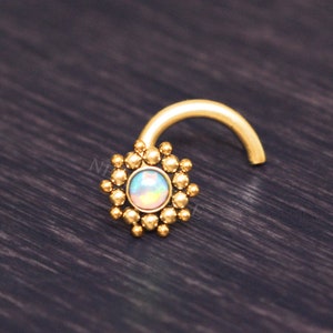 Stainless Steel Nose Stud with Opal stone - nose piercing jewelry