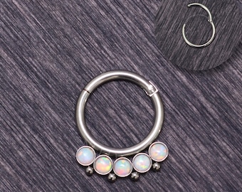 Surgical Steel Daith Jewelry - Septum Ring 16g with Opal, Daith Piercing