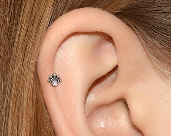 Labret Stud Surgical Steel - Helix jewelry, tragus earring internally threaded stud, cartilage piercing jewelry, conch flat back barbell