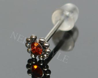 CZ Tragus Stud - boucle d'oreille de cartilage en acier chirurgical, boucle d'oreille hélice vers l'avant, anneau de nez, bijoux de conque