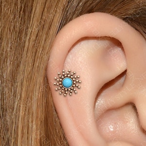 Surgical Steel Helix Piercing - Tragus ring stud, cartilage earring, conch jewelry