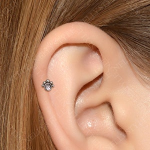 Labret Stud Surgical Steel - Helix jewelry, tragus earring internally threaded stud, cartilage piercing jewelry, conch flat back barbell