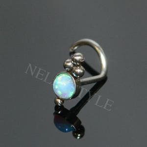 Nose Ring Stud with Opal Stone - surgical steel cartilage earring, forward helix earring
