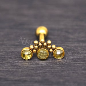 Cartilage Earring jewelry - Surgical steel tragus piercing, helix stud barbell