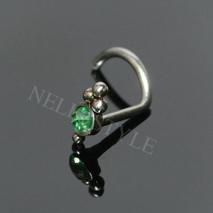 Surgical Steel Nose Stud with CZ Gemstone - works as tragus ring, cartilage earlobe helix earring