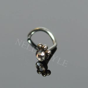 Nose Ring Stud with CZ Stone - surgical steel cartilage earring, forward helix earring