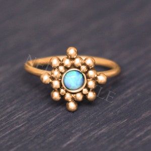Opal Nose Ring - surgical steel nose piercing 18g