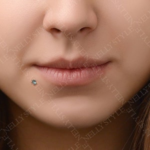 Labret Stud - 316L surgical steel lip stud flat back, CZ monroe jewelry, medusa piercing jewelry