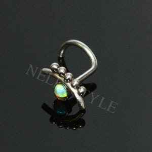 Surgical Steel Nose Stud Earring with Opal stone - good as tragus piercing, cartilage earring