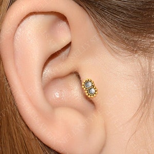 Labret Jewelry Surgical Steel - Helix stud, tragus jewelry, cartilage earring, conch piercing jewelry with CZ