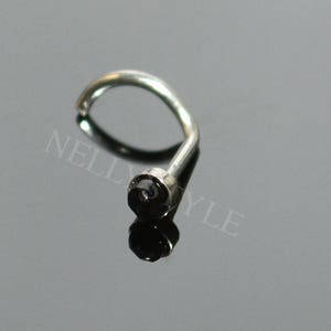 Small Onyx Nose Stud - surgical steel tragus stud, cartilage earring, helix ring, conch piercing