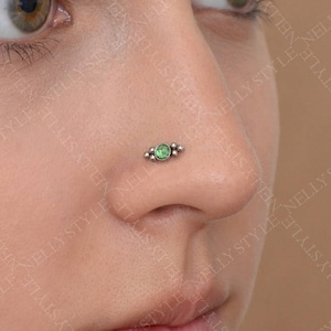 Surgical Steel Nose Stud with CZ Gemstone - good for tragus earring, helix ring, conch piercing