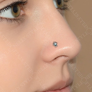 Kolczyk do nosa z tytanu klasy implantu z kamieniem cyrkonowym - biżuteria do piercingu nosa