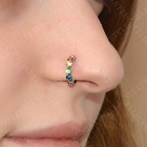 Nose Hoop Ring with CZ Stone -Implant Grade Titanium Nose Ring 20g