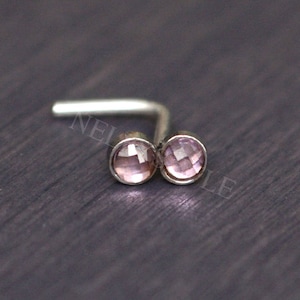 SALE - Surgical Steel Nose Ring with CZ gemstone - nose stud earring, nose piercing