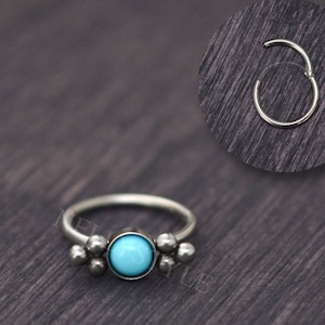 Surgical Steel Tragus Jewelry Turquoise - Helix hoop jewelry, cartilage earring, rook hoop