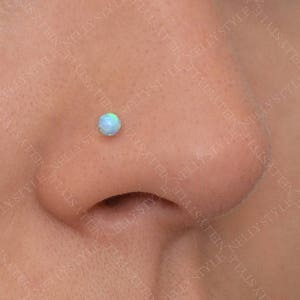 Nose Ring Stud with Opal Stone - surgical steel cartilage earring, forward helix earring