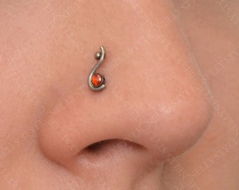 Titanium Nose Stud Earring with CZ Stone - Good as Tragus Piercing, Cartilage Earring