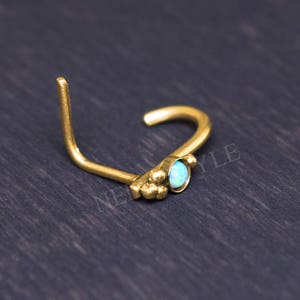 Nose Ring Stud with Opal - surgical steel nose ring