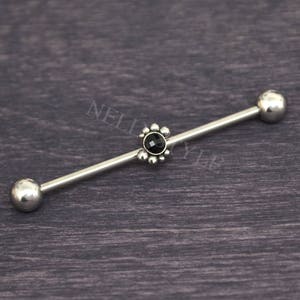 Onyx Industrial Piercing - Surgical Steel Scaffold Jewelry
