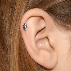Labret Stud Surgical Steel - Helix jewelry, tragus earring internally threaded stud, cartilage piercing jewelry, conch flat back barbell